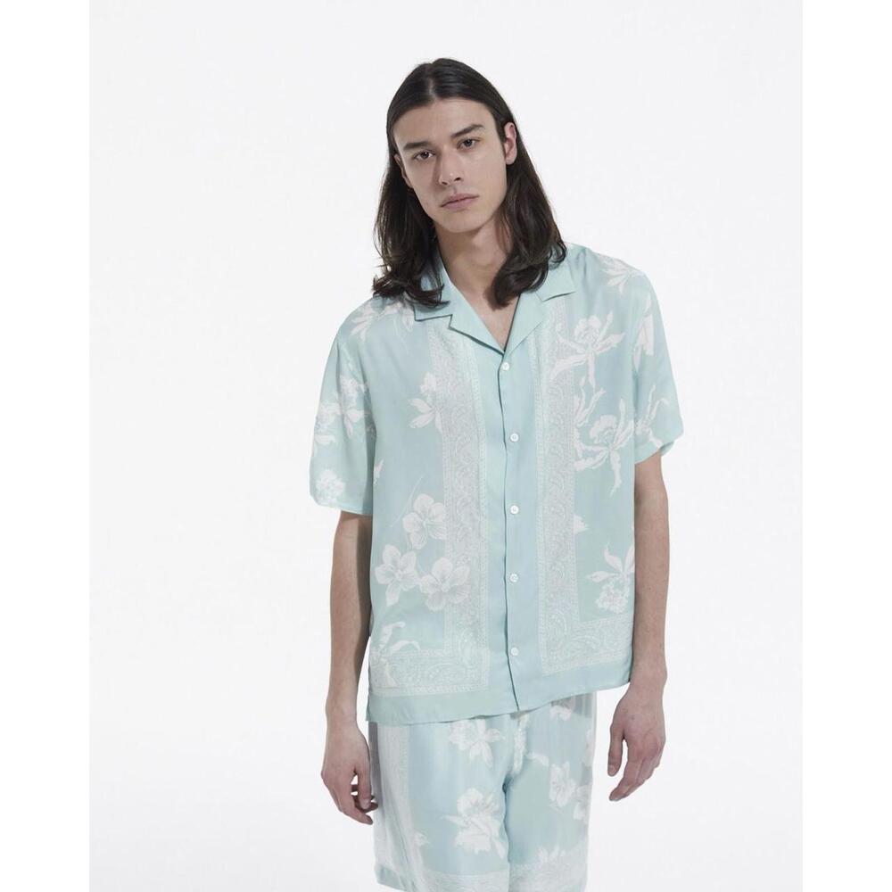 Men’s The KOOPLES CHIC BLUE AND WHITE PRINTED SHIRT Size Large L